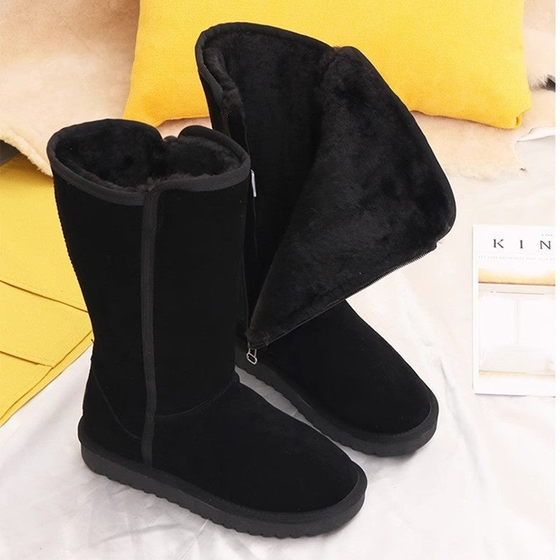 Lina – Warme Veloursleder Winterstiefel mit Schaffellfutter