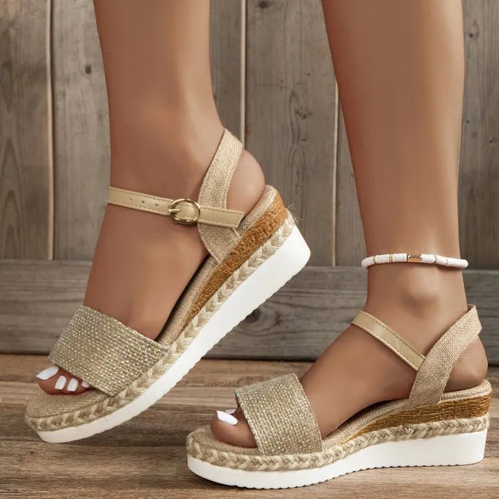 Stilvolle Hanfseil Wedge-Sandalen