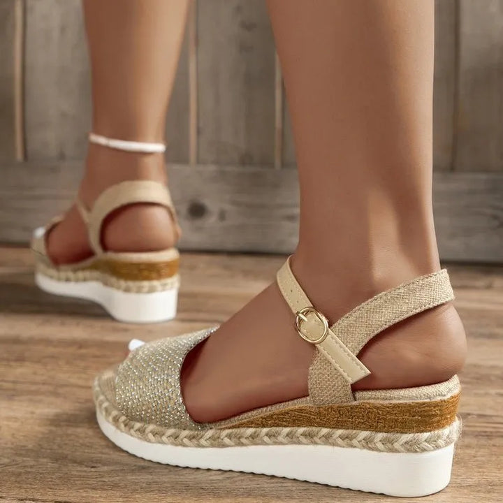 Stilvolle Hanfseil Wedge-Sandalen