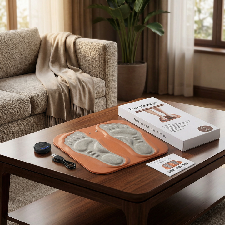 3D Fußmassage-Pad mit Fernbedienung – Elektrischer EMS Fußmassager mit 8 Modi & 29 Intensitätsstufen