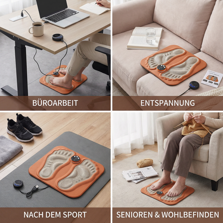 3D Fußmassage-Pad mit Fernbedienung – Elektrischer EMS Fußmassager mit 8 Modi & 29 Intensitätsstufen