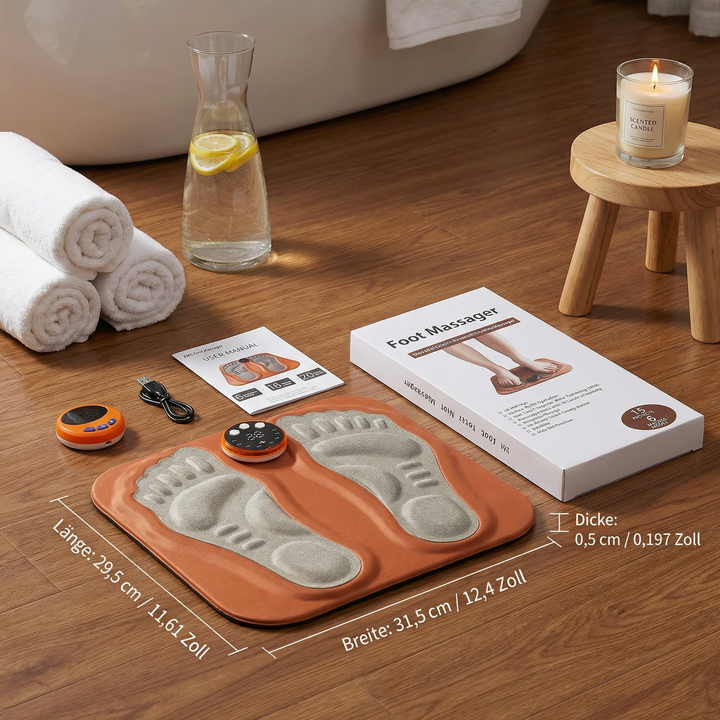 3D Fußmassage-Pad mit Fernbedienung – Elektrischer EMS Fußmassager mit 8 Modi & 29 Intensitätsstufen
