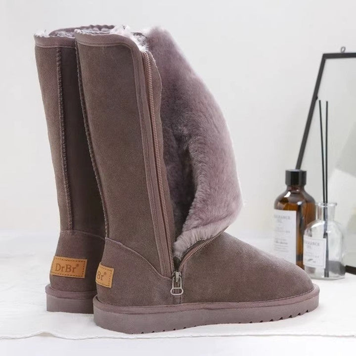 Lina – Warme Veloursleder Winterstiefel mit Schaffellfutter