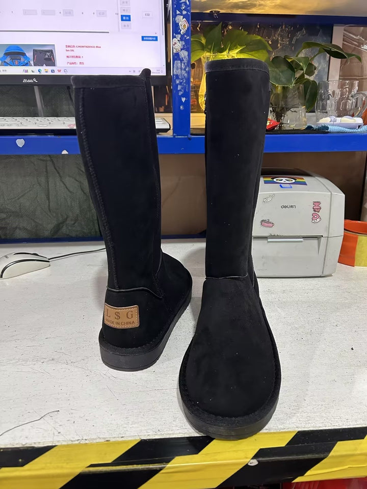 Lina – Warme Veloursleder Winterstiefel mit Schaffellfutter
