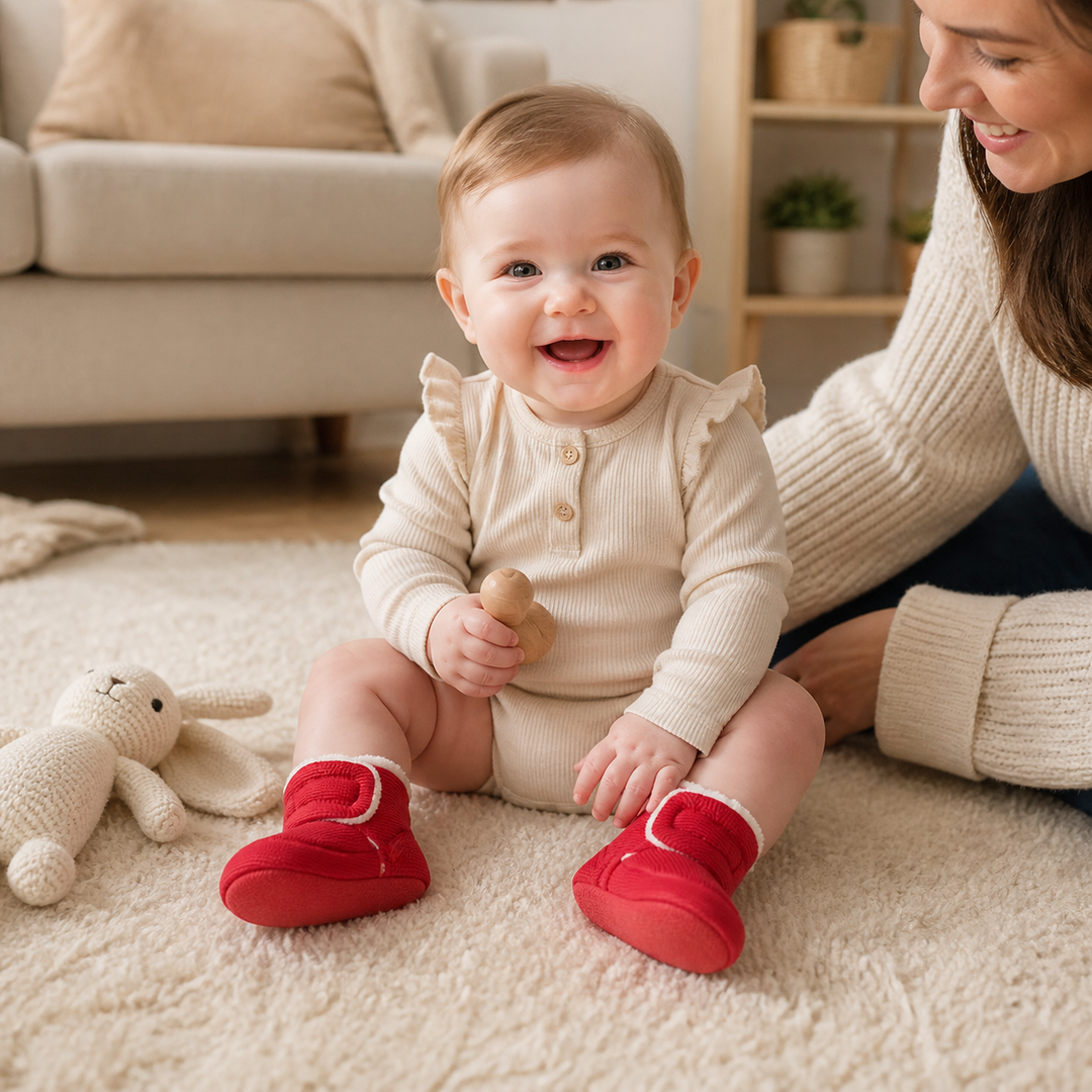 Warme & gemütliche Plüsch-Baby-Booties mit weichen rutschfesten Sohlen