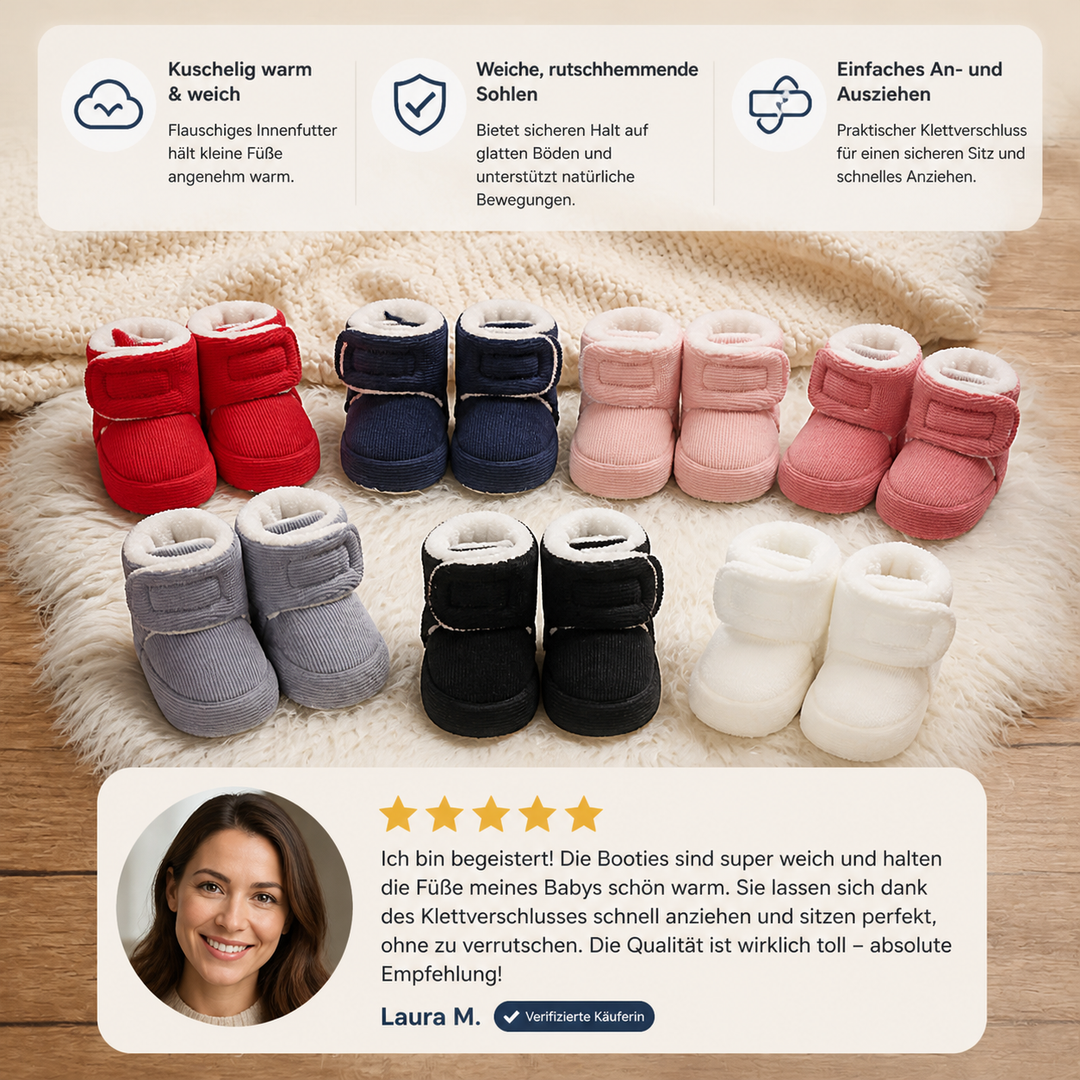 Warme & gemütliche Plüsch-Baby-Booties mit weichen rutschfesten Sohlen