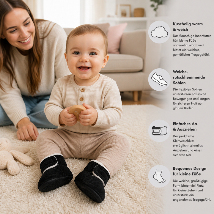 Warme & gemütliche Plüsch-Baby-Booties mit weichen rutschfesten Sohlen