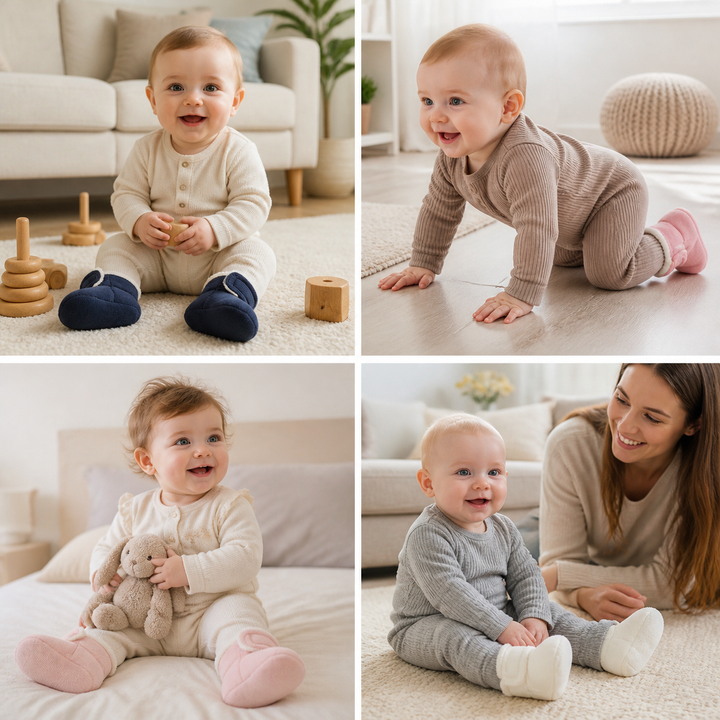 Warme & gemütliche Plüsch-Baby-Booties mit weichen rutschfesten Sohlen