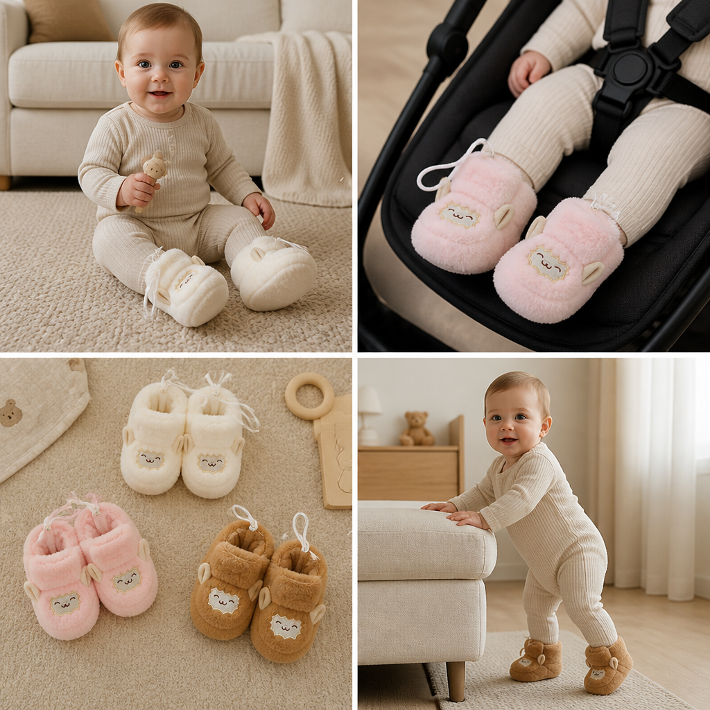 Warme & gemütliche Baby-Booties mit Fleecefutter und weichen rutschfesten Sohlen
