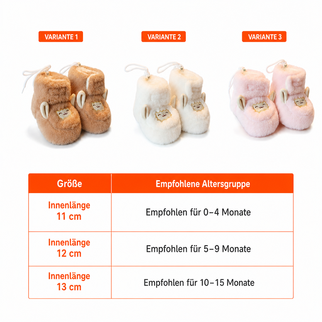 Warme & gemütliche Baby-Booties mit Fleecefutter und weichen rutschfesten Sohlen