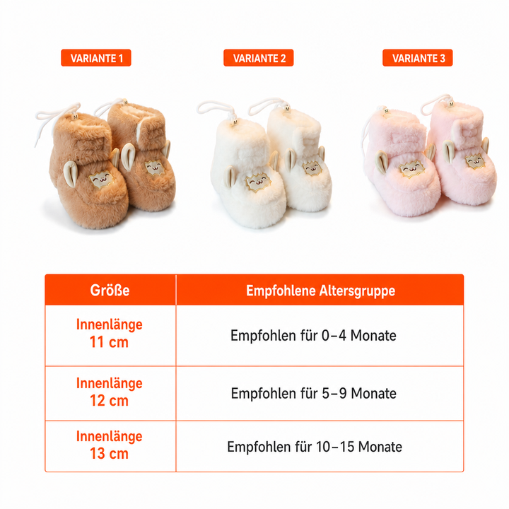 Warme & gemütliche Baby-Booties mit Fleecefutter und weichen rutschfesten Sohlen