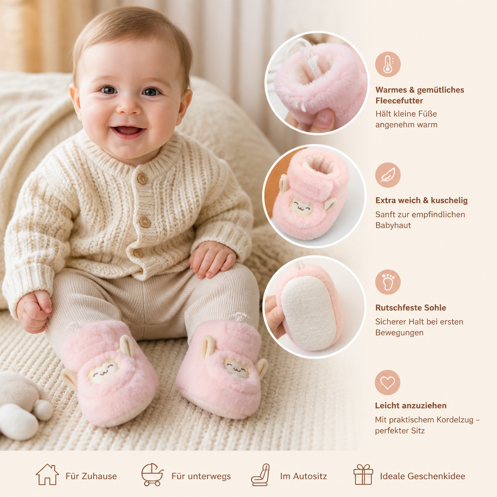 Warme & gemütliche Baby-Booties mit Fleecefutter und weichen rutschfesten Sohlen