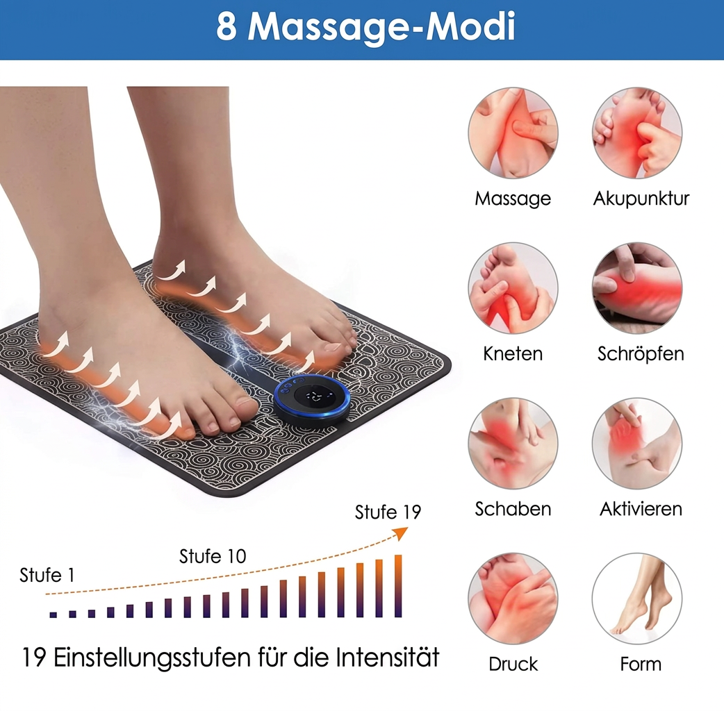 Elektrisches EMS Fußmassagegerät – Gegen geschwollene Beine & Durchblutungsförderung
