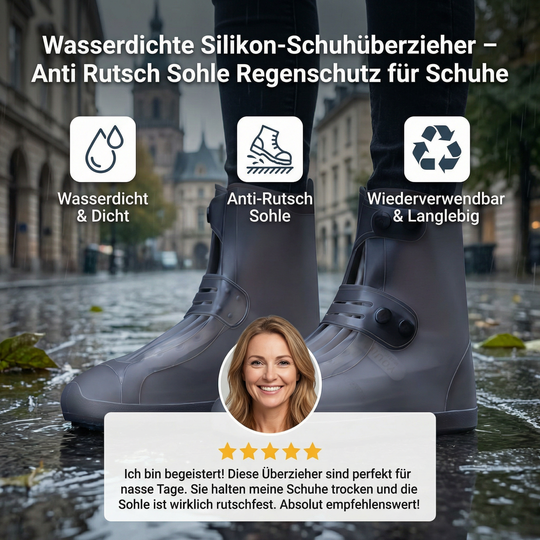 Wasserdichte Silikon-Schuhüberzieher – Anti Rutsch Sohle Regenschutz für Schuhe