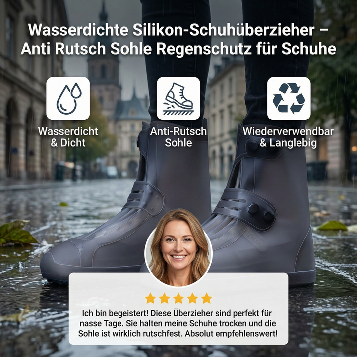 Wasserdichte Silikon-Schuhüberzieher – Anti Rutsch Sohle Regenschutz für Schuhe