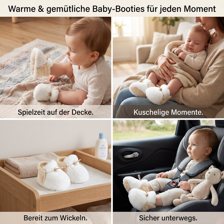 Warme & gemütliche Baby-Booties aus Baumwolle mit Fleecefutter und weichen Sohlen