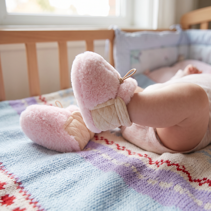 Warme & gemütliche Baby-Booties aus Baumwolle mit Fleecefutter und weichen Sohlen