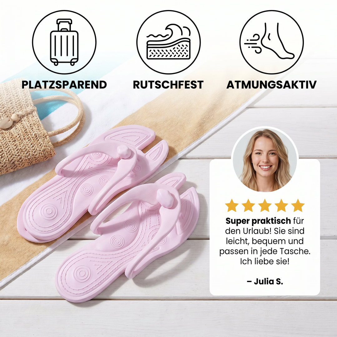 Faltbare Reise-Flip-Flops – Rutschfeste Slipper für heiße Tage