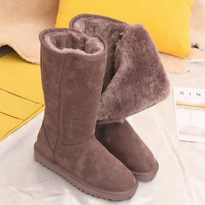 Lina – Warme Veloursleder Winterstiefel mit Schaffellfutter