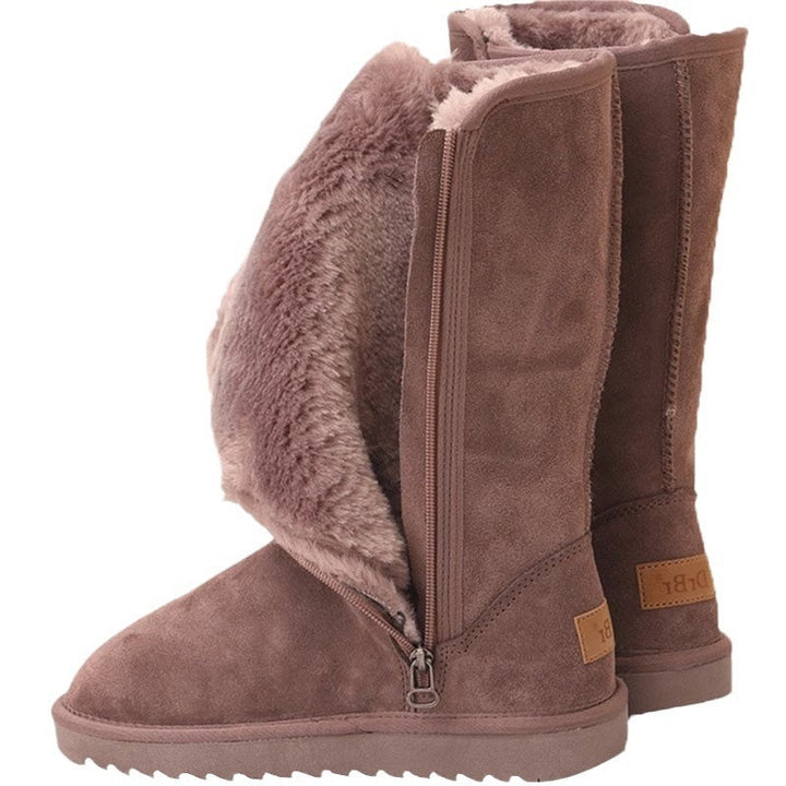 Lina – Warme Veloursleder Winterstiefel mit Schaffellfutter