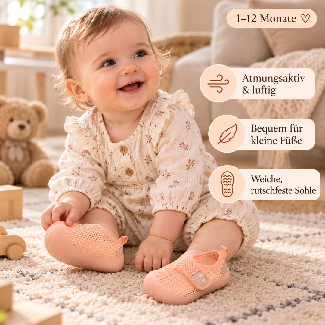 Bequeme Babyschuhe mit weichen, rutschfesten Sohlen
