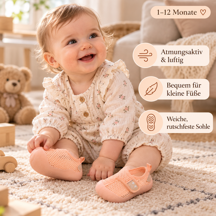 Bequeme Babyschuhe mit weichen, rutschfesten Sohlen