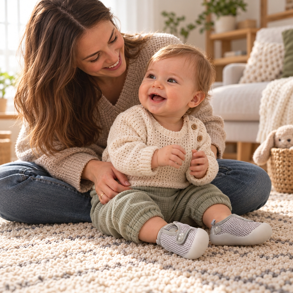Bequeme Babyschuhe mit weichen, rutschfesten Sohlen