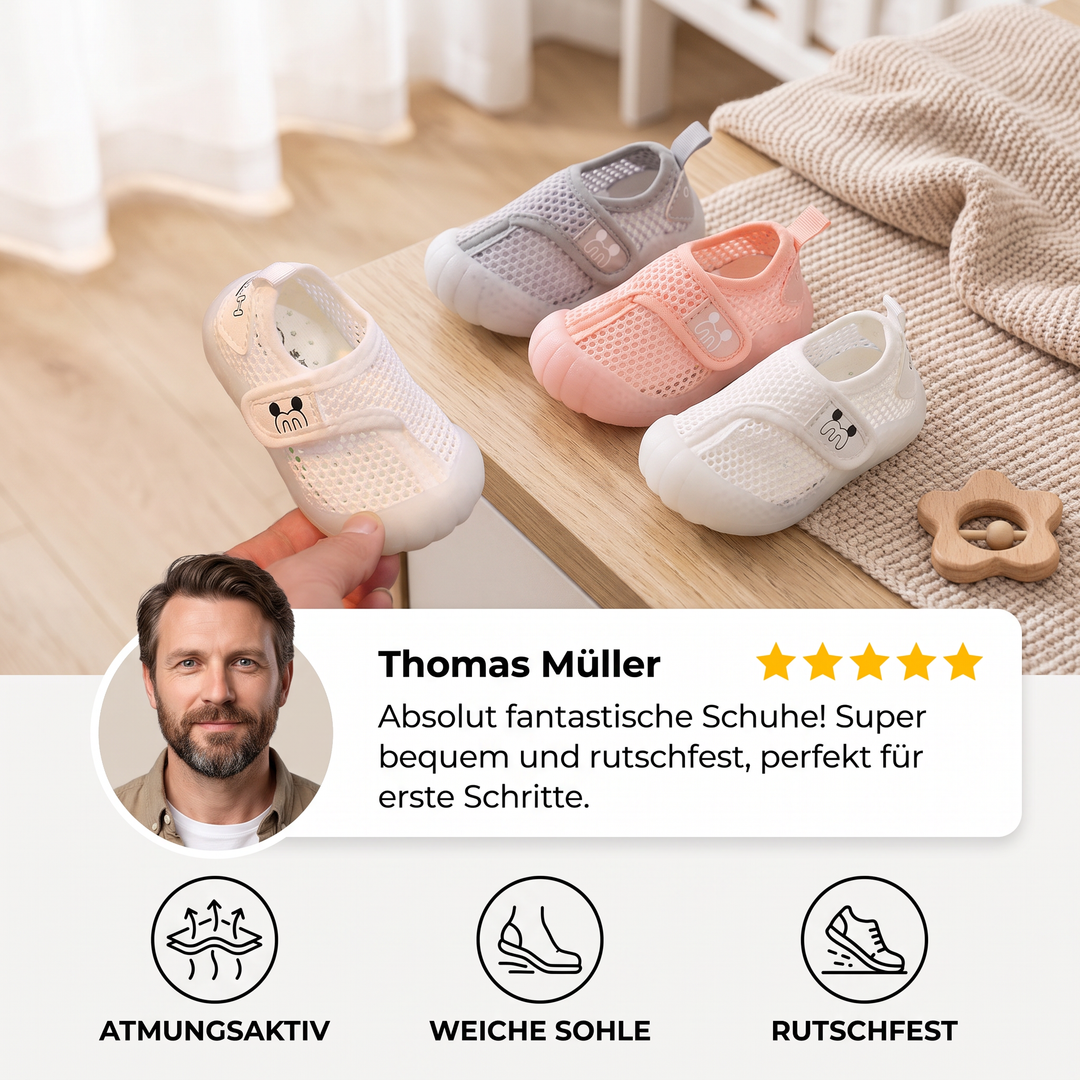 Bequeme Babyschuhe mit weichen, rutschfesten Sohlen